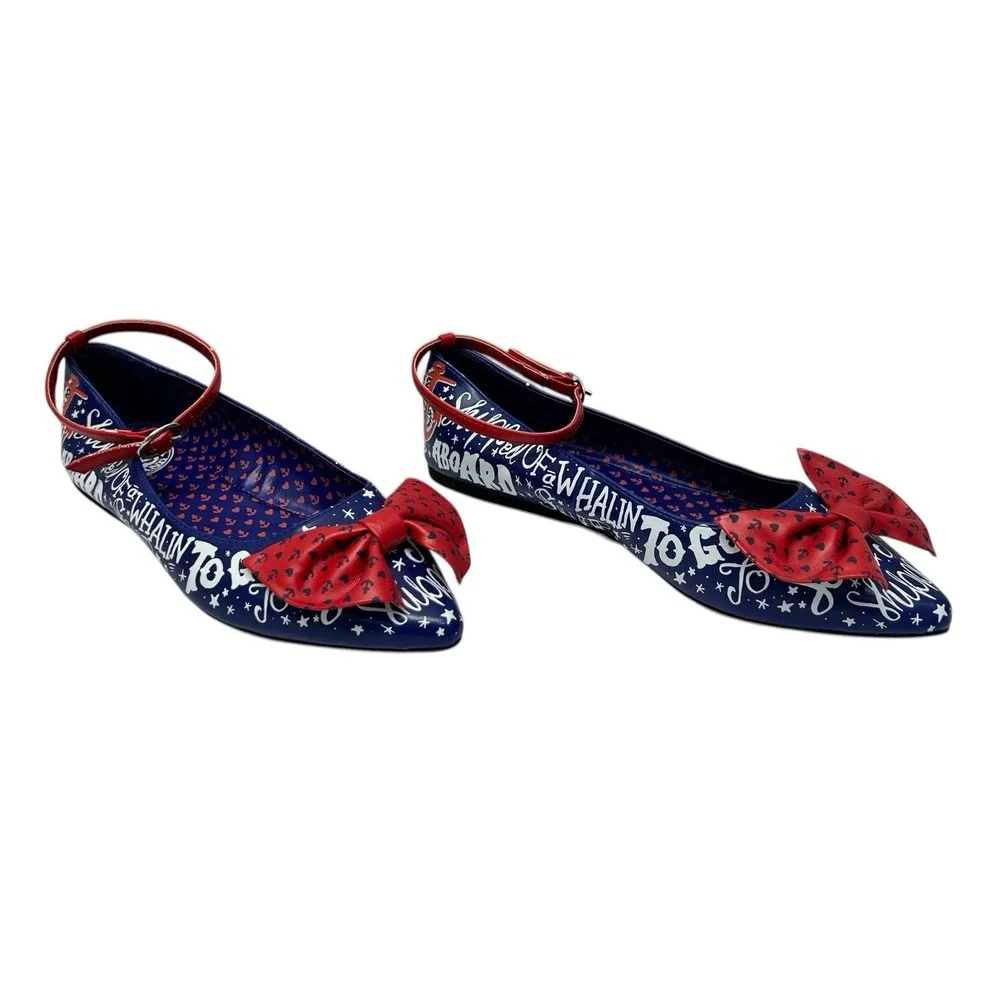 Too Fast shoes New Flats Sailor theme Red White and Blue Women Size 6  Excellent - Picture 8 of 14